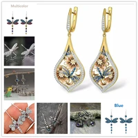 multi style dragonfly diamond inlaid hot selling earrings personalized silver dragonfly earrings pop accessories