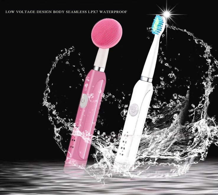 Электрическая зубная щетка 2 в 1 с зарядкой от USB звуковой волной для отбеливания