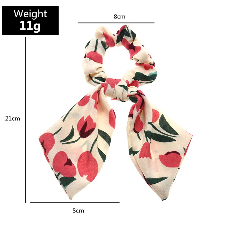 

New Sweet Floral Print Women Hair Scrunchie Bows Ponytail Holder Hairband Bow Knot Scrunchy Girls Hair Ties Hair Accessories