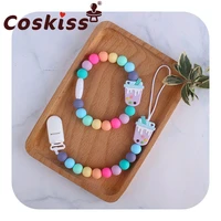coskiss 1set silicone animal teether pendant baby pacifier clips chain and newborn teething bracelet baby shower teeth gift