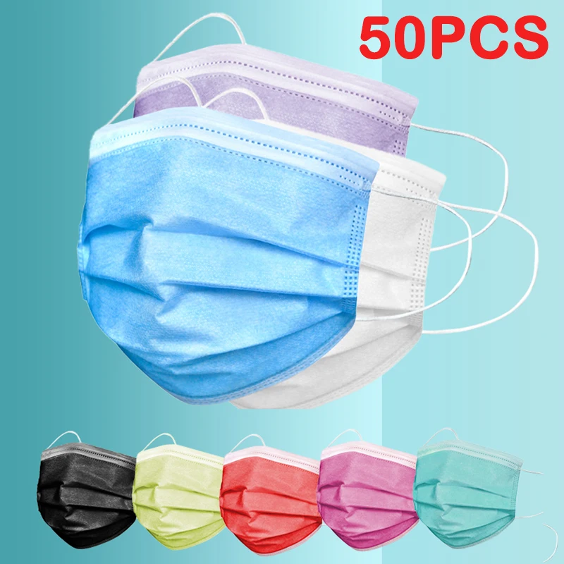 50 шт. одноразовая маска для лица против пыли 3 слоя фильтр маски утолщенной крышки