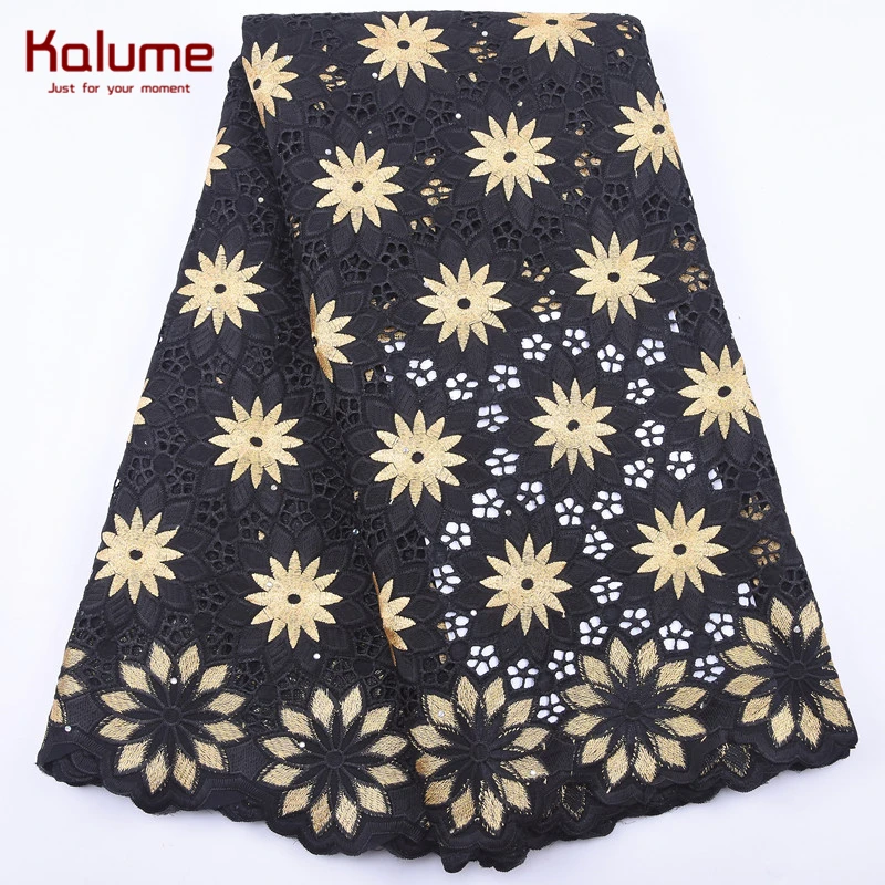 Калуме Дейзи Стиль в африканском стиле 100% хлопок кружевной ткани удобные черные