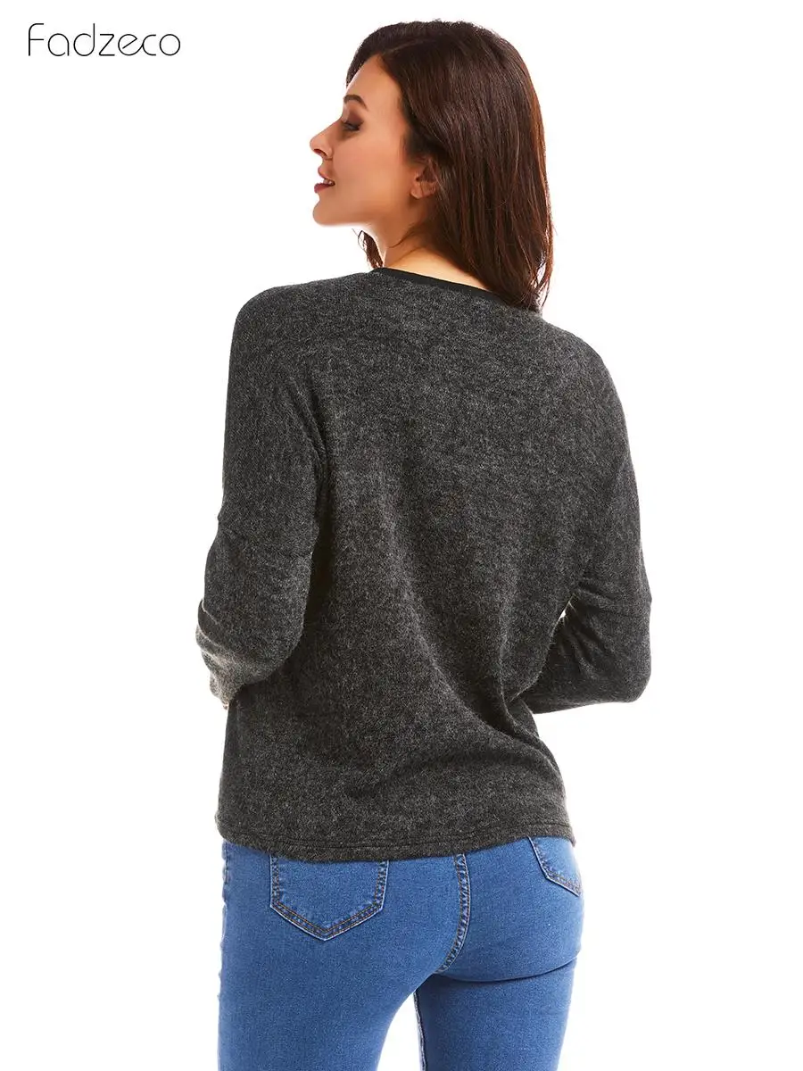 FADZECO женская одежда тройники футболка с длинным рукавом Топ 2019 модный стиль