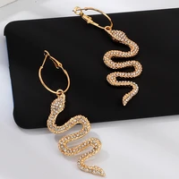 exaggerated long tassel crystal drop earrings for women shiny snake shape rhinestone dangle earring wedding fashion jewelry gift