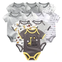 10pcs newborn baby girl clothes cotton short sleeve jumpsuit 0 12m unisex baby boy clothes cartoon print solid ropa bebe