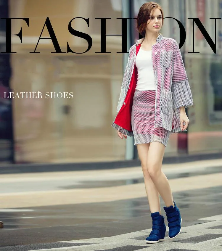 Кроссовки женские на платформе дизайнерские липучке повседневная замша обувь