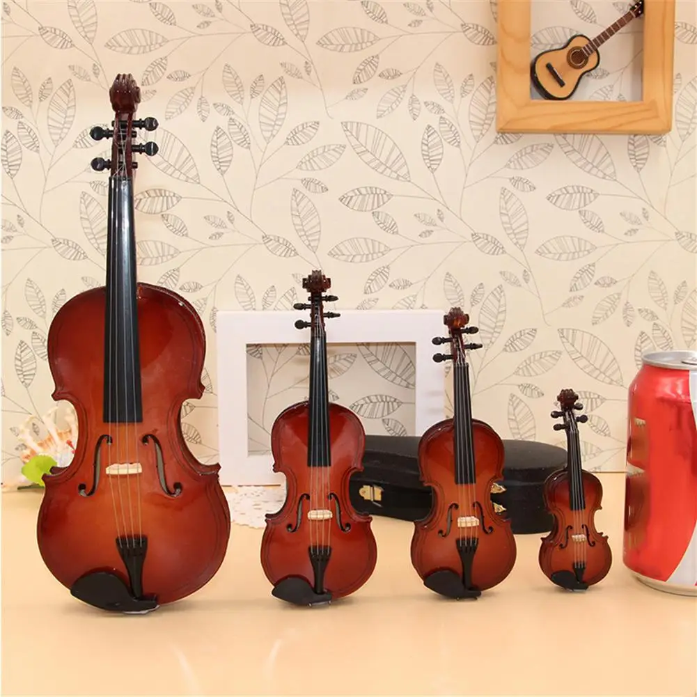 

Mini Miniature Violin Model with Stand and Case Mini Table Decoration Violin Model Musical Instrument Ornaments 10/14/16/25CM