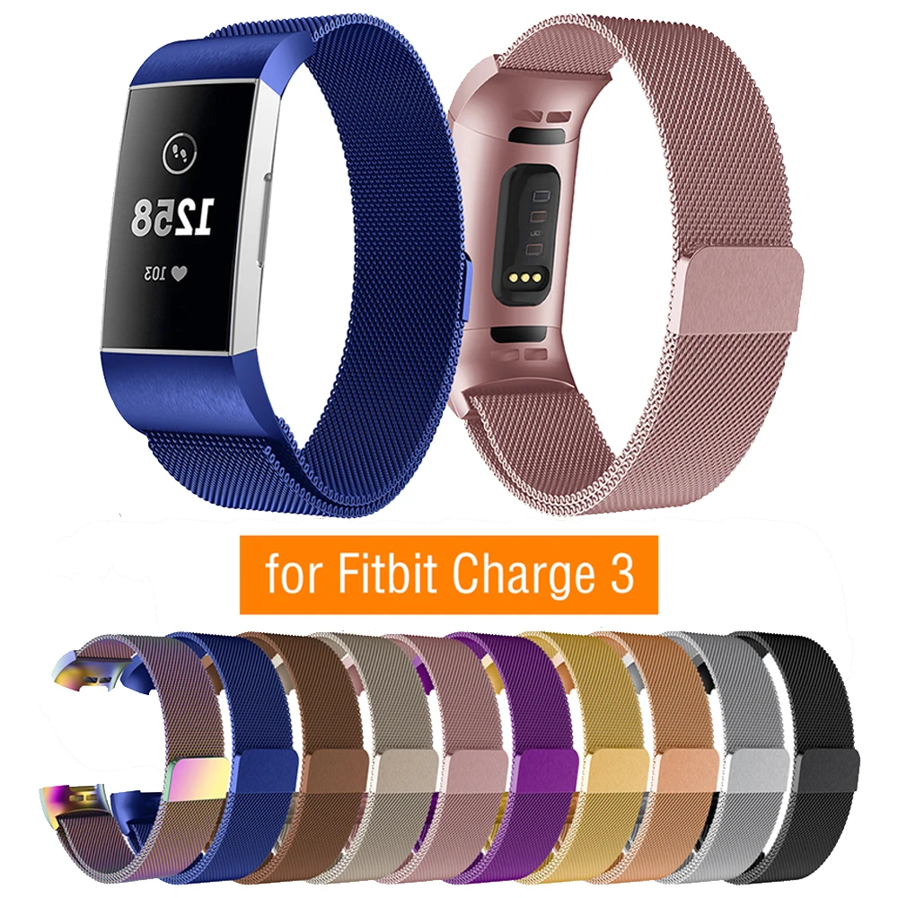 2020 металлический ремешок для Fitbit Charge 3 Band смарт часы браслет из нержавеющей стали