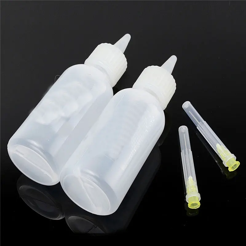 

2pcs 50ml Needle Tip Soldering Liquid Flux Alochol Oil Dispenser Plastic Empty Bottle For Dispenser Rosin Solder Flux Paste
