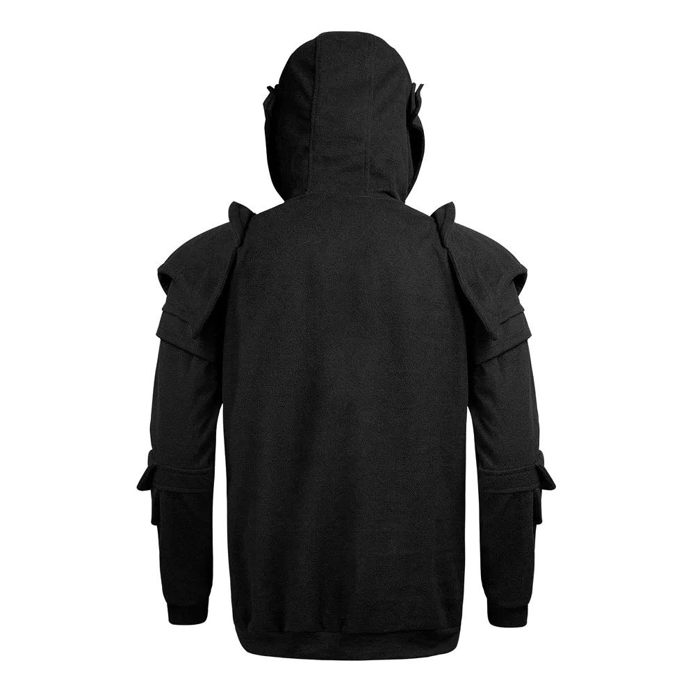 Мужская куртка с капюшоном однотонная ветрозащитная Флисовая теплая свитер на