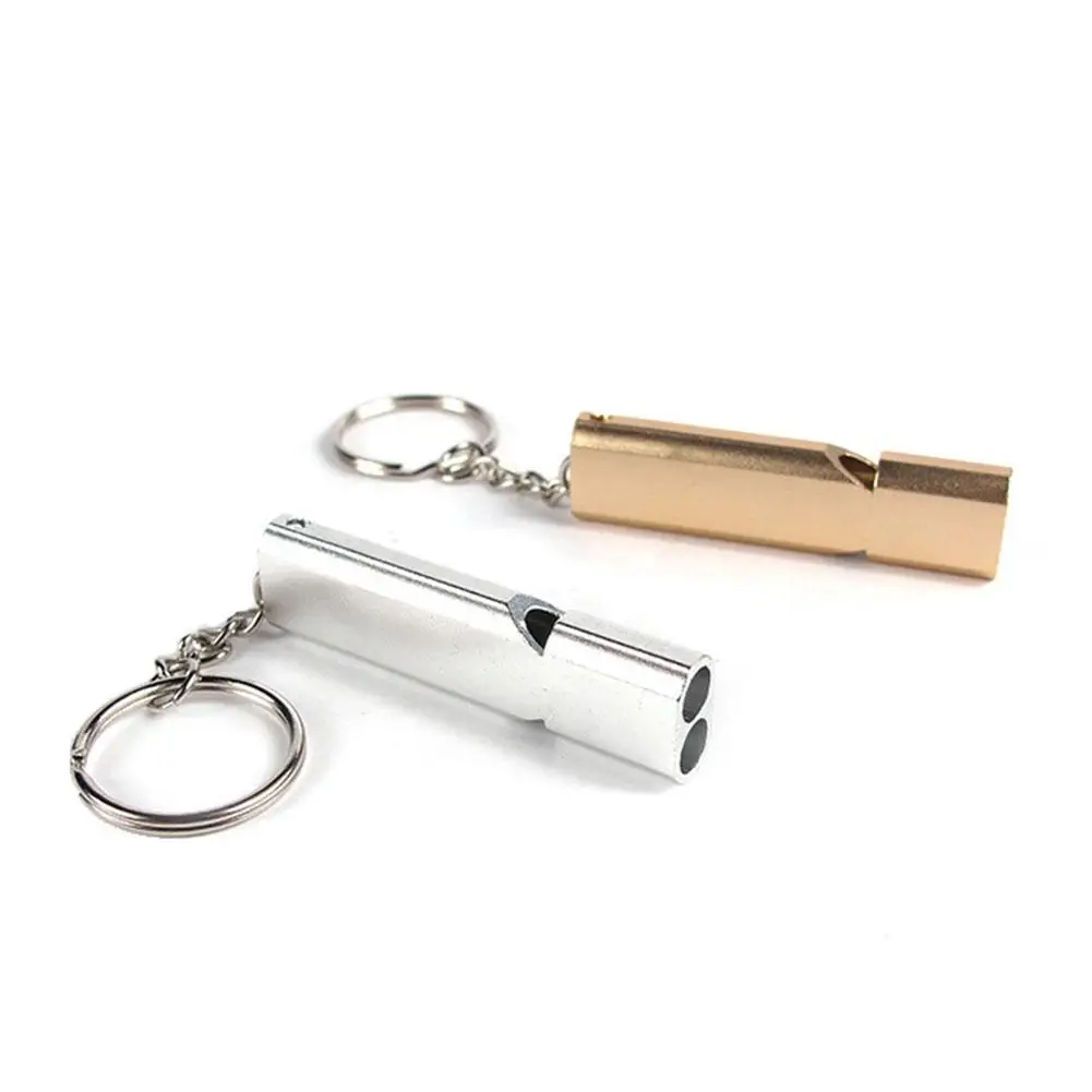 

New Outdoors High Decibel Portable Keychain Whistle Tools Double Emergency tubes G2J8 Alumi Alloy Survival Multifunction Wh P3L3