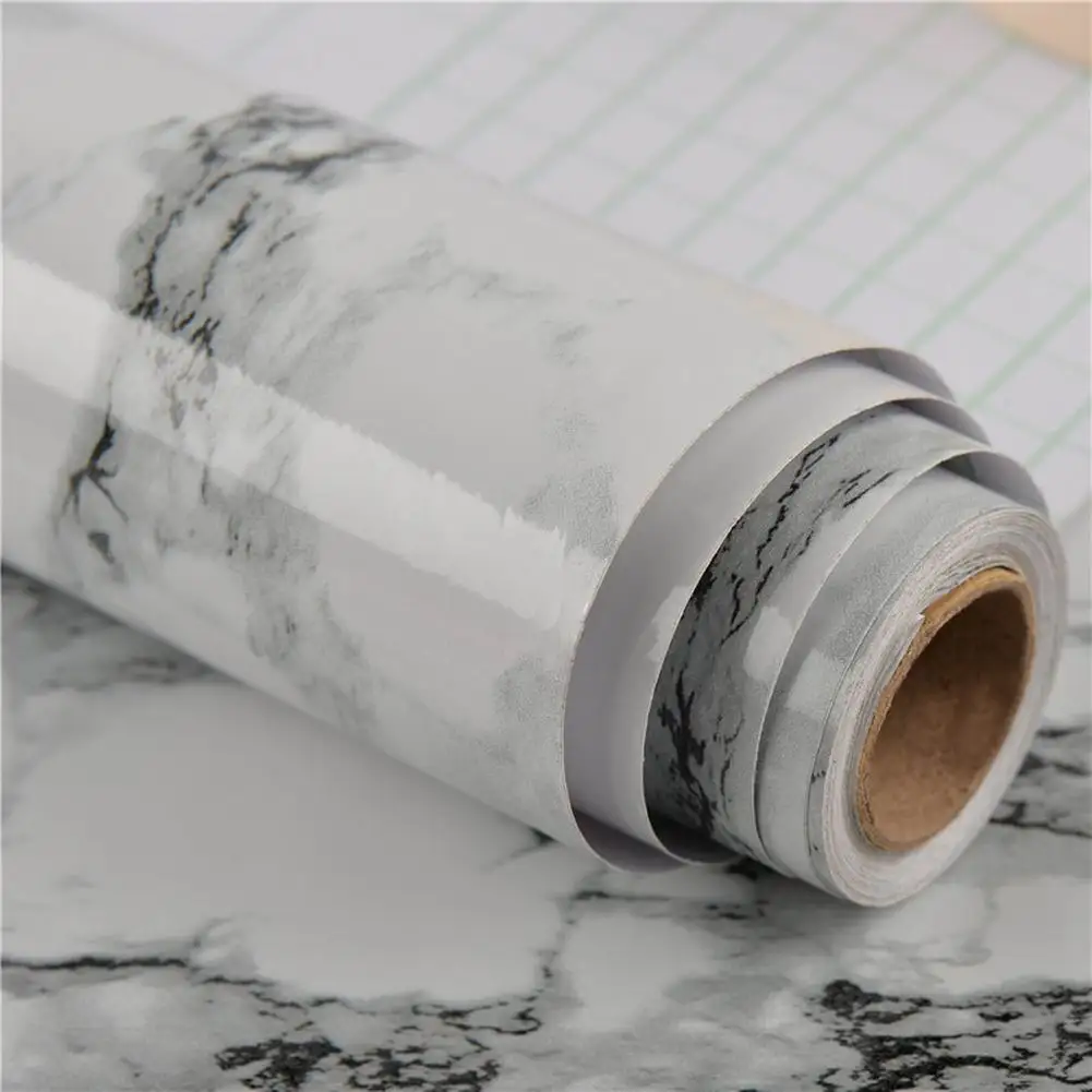 

PVC Wallpaper Sticker Marble Style Waterproof Oilproof Self-Adhesive Backsplash for Kitchen Bathroom, 23.6"x39.4" Roll