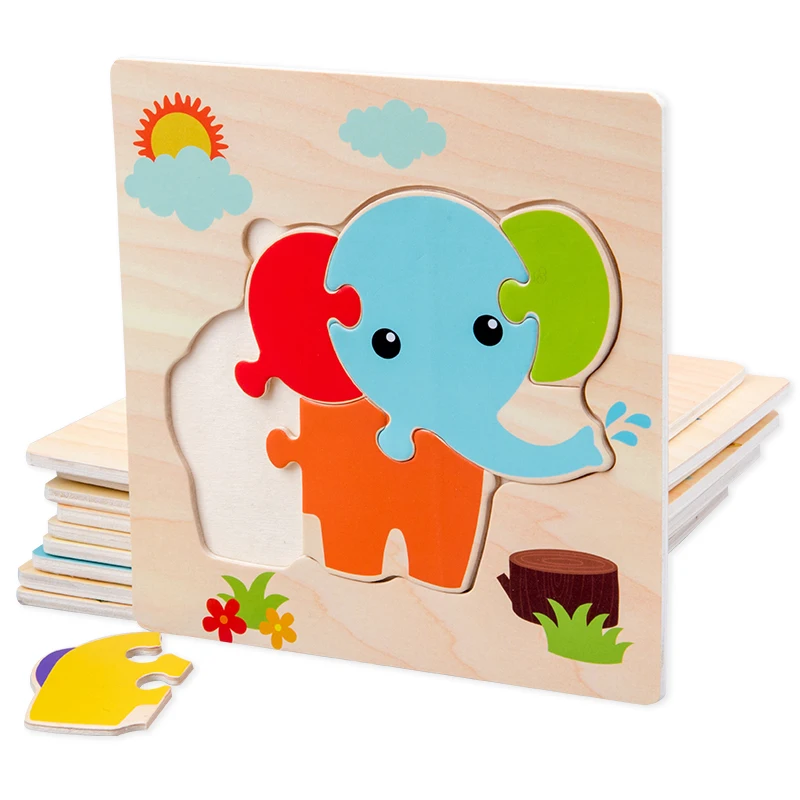 

Baby Toys Wooden 3d Puzzle Tangram Shapes Learning Cartoon Animal Intelligence Jigsaw Puzzle Toys for Children Educational