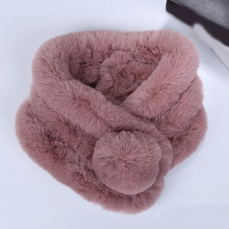 

Women Winter Imitation Faux Fur Warm Scarf Fashion Thick Soft Plush Imitation Fur Scarves Girls Solid Color Luxury Scarf