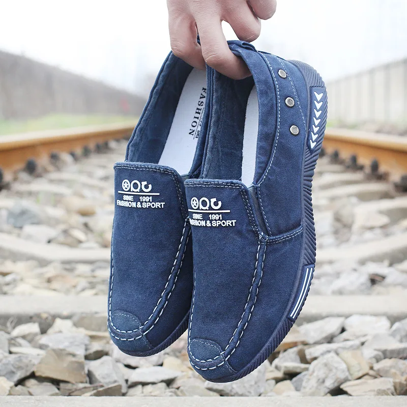 

Coslony Fashion Men Canvas Shoes Male Summer Casual Denim Shoes Mens Sneakers Slip On Loafers Driving Moccasin Chaussure Homme