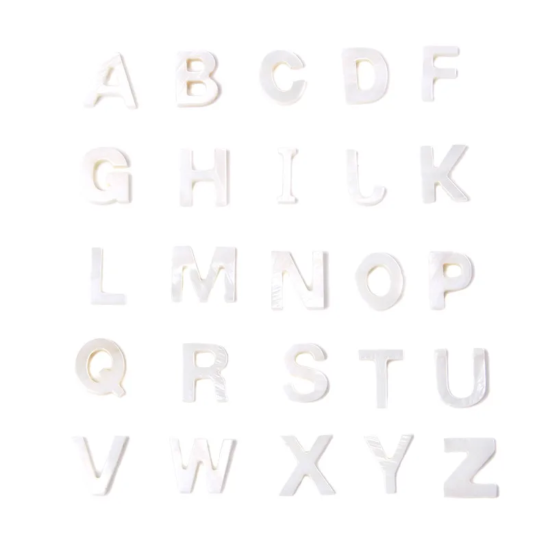 26 заглавной буквы натуральный перламутр бусины белые стеклянные бусы Inital письмо