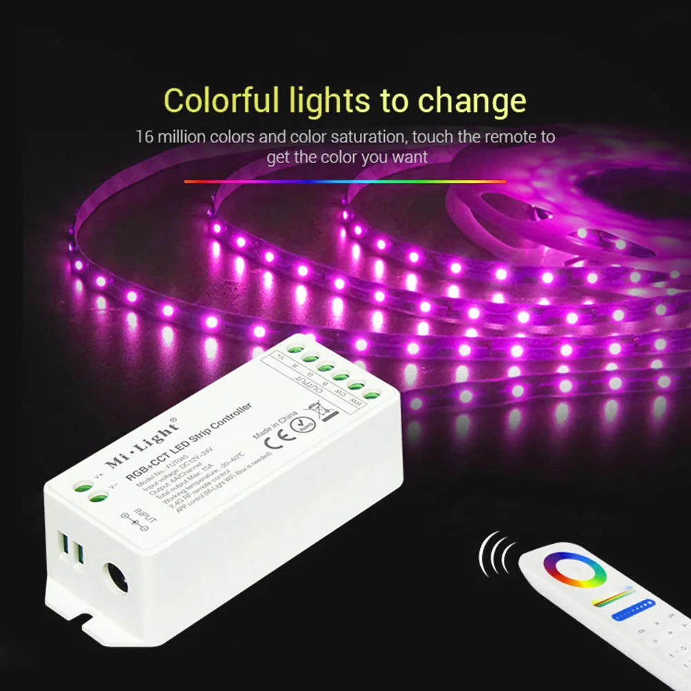 

Led Strip Controller Milight MiBoxer FUT045 RGB+CCT Wireless RF 2.4GHz Max 15A For RGB/RGBW/RGBWW/RGB+CCT Led Light DC12/24V