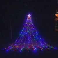 led five pointed star waterfall light christmas tree light remote control solar light home garden party decor party supplies