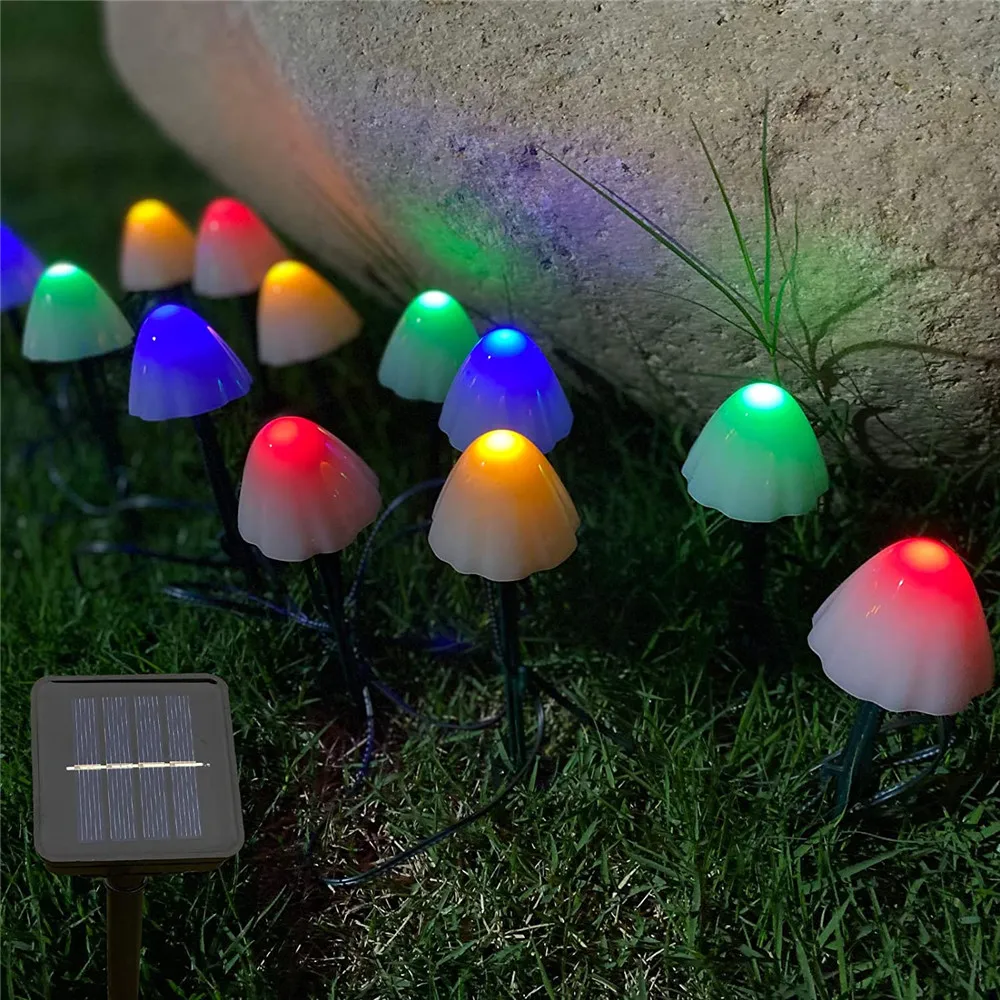 

Solar Powered Mushroom Led String Fairy Lights 10/20/30 LEDs Outdoor Garden Fence Patio Garland Christmas Wedding Decor Lights