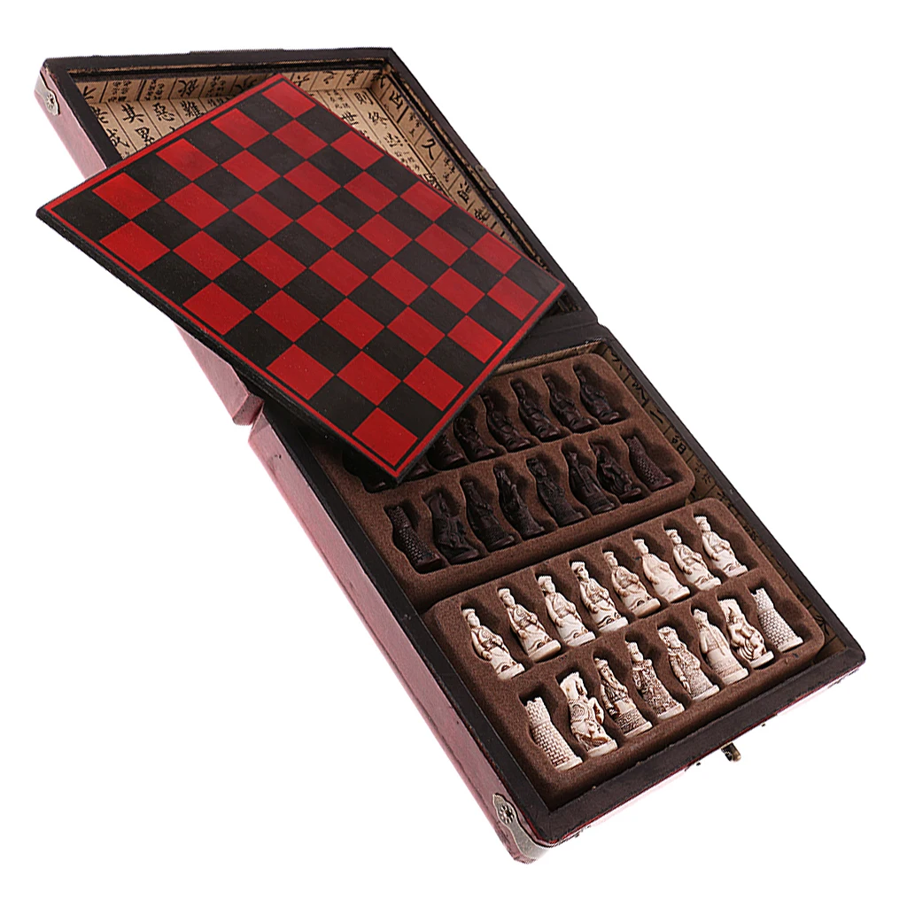 

Vintage Terracotta Army Antique Miniature Chinese Chess Wood Board Game Pieces
