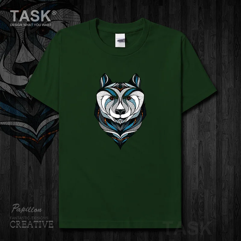 Мультяшная иллюстрация милый медведь Забавный принт хлопок мужская футболка