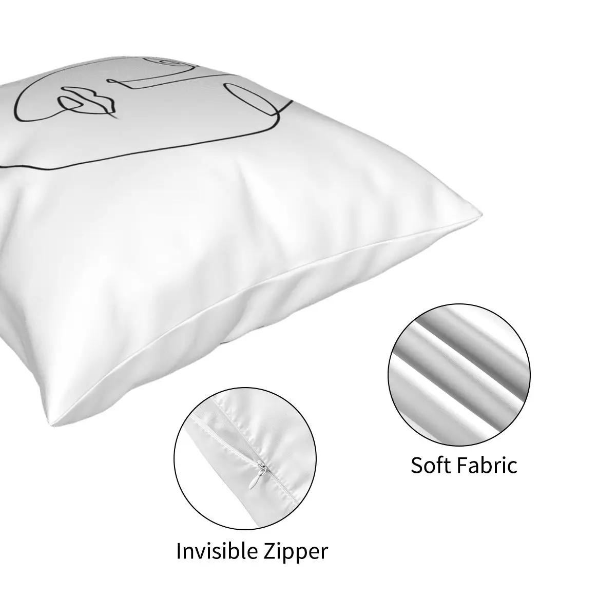 

Abstract Face One Line Art Pillowcase Printed Zip Decorative Pillow Case for Bed Cushion Case