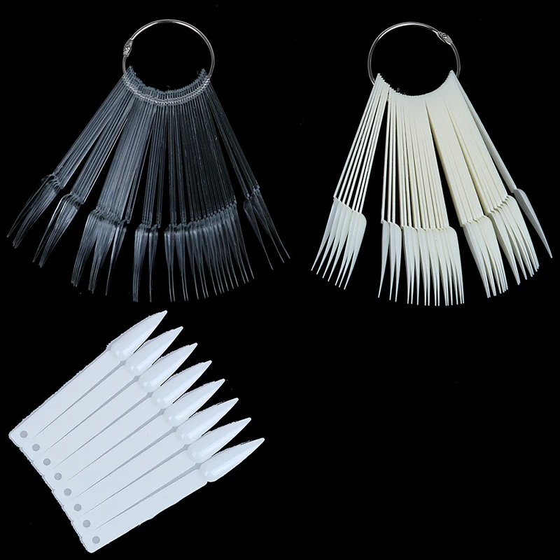 

40pcs Fake Nail Art Polish Color Card Acrylic Practice Chart Palette Buckle Ring Practice Display Tools False Nail Tips 2Color