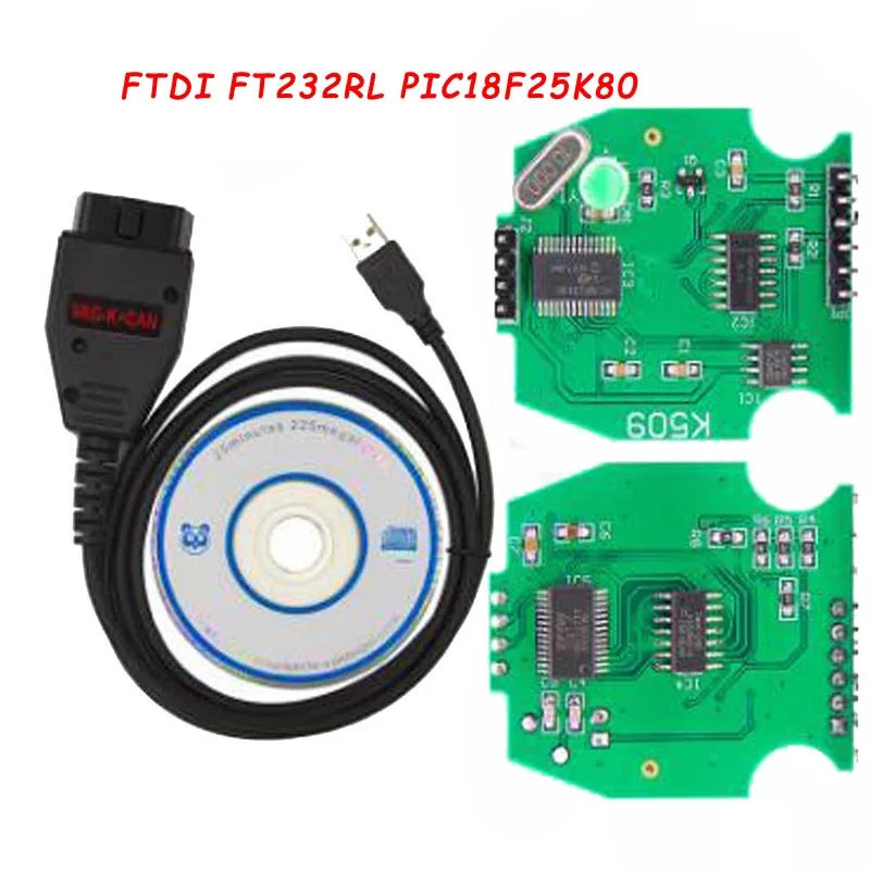 Зеленая печатная плата для VAG K + CAN Commander 1 4 чип PIC18F25K80 FTDI FT232Rl Car K-Line Full | Автомобили и