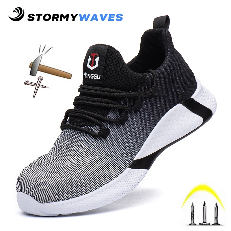 

Light Weight Men Safety Work Shoes Ultra-light Soft Bottom Men Women Wear-resistance Anti-smashing Steel Toe Work Boots