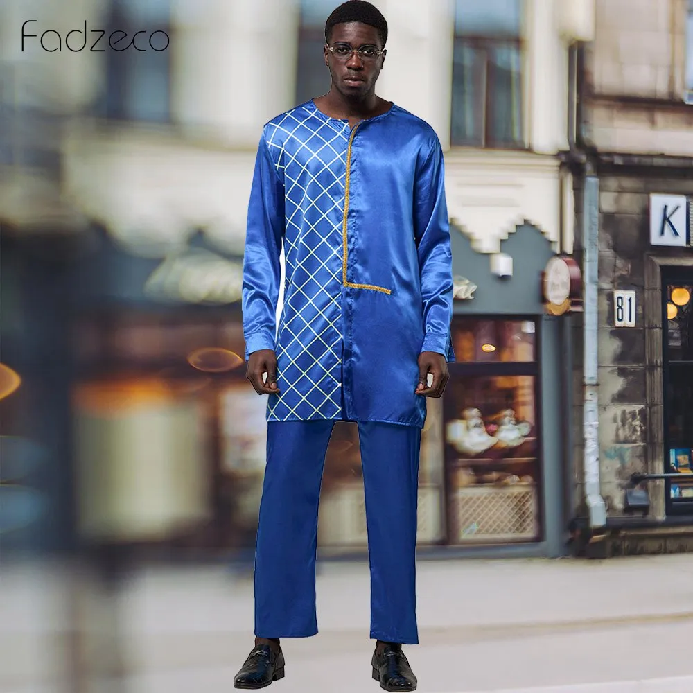 Мужской комплект из 2 предметов Fadzeco Dashiki топа и брюк в африканском стиле