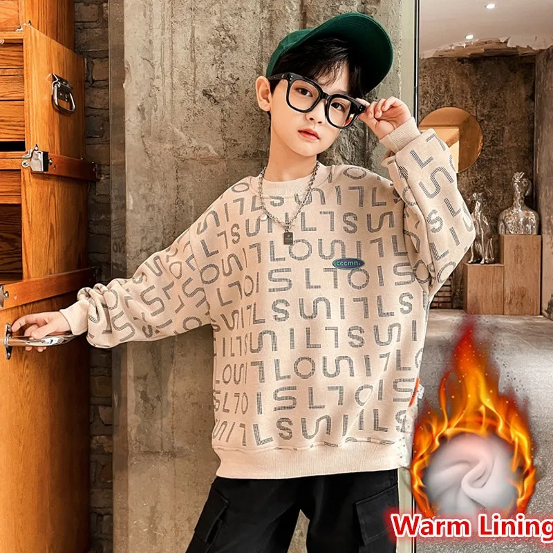 

Boys Spring Daily Simple O-neck Pullover Shirt Teens Fall Active Sweatshirt Children Classic Sport Full Sleeve T-shirt Kids Tops