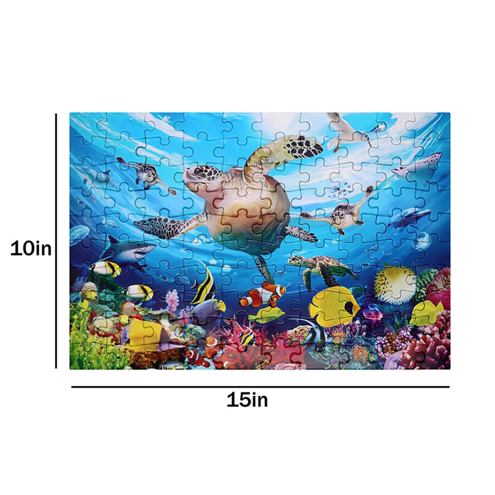 

Kids Paper Jigsaw Puzzles 100 Pieces Underwater Animal World Turtle Pattern Puzzle Educational Toy Gift For Children Toddlers