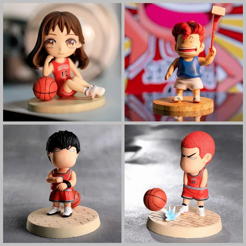 

8-11cm Q version Anime Slam Dunk Figure Sakuragi Flower Road Rukawa Maple Akagi Haruko PVC Action Figure Collectible model toys