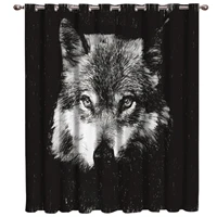 animal wolf patterns black and white window treatments curtains valance living room bathroom home decor