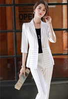 2020 spring summer formal uniform designs pantsuits with pencil pants and jackets coat for women business work wear blazers set