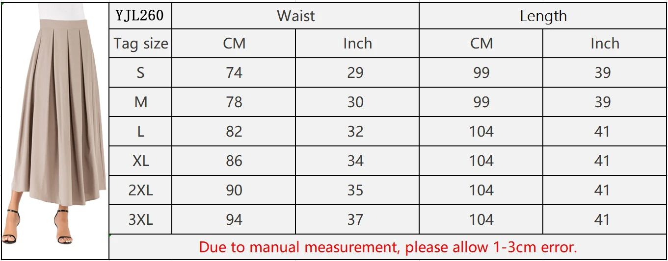 

Fashion Islamic Women Maxi Long Pleated Skirt High Waist Skater Flare Skirts Bottoms Muslim Solid Color Casual