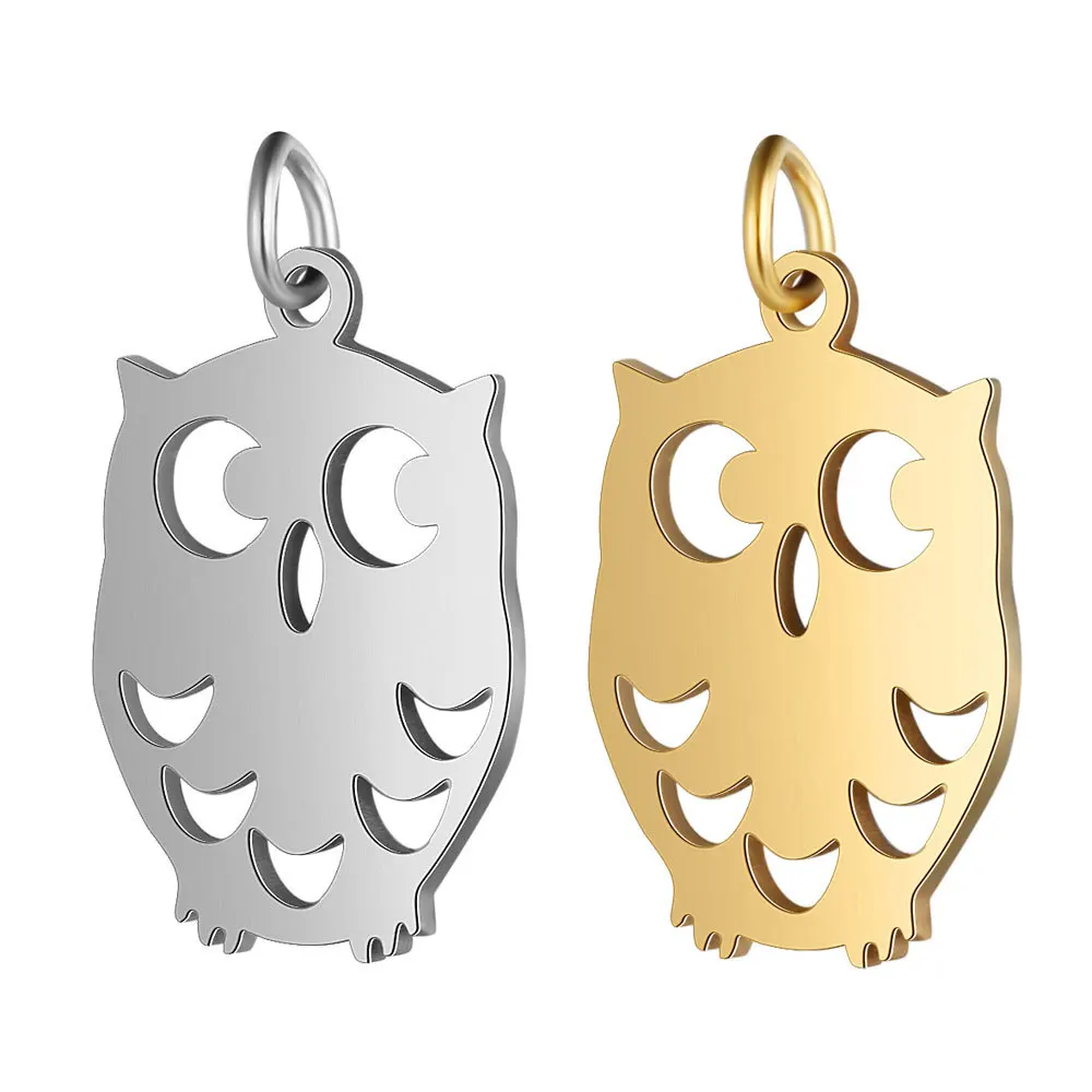 

5pcs Novelty Animal Owl Birds Shaped Charms Pendant Stainless Steel Necklace Bracelet Charm Accessories for DIY Jewelry Making