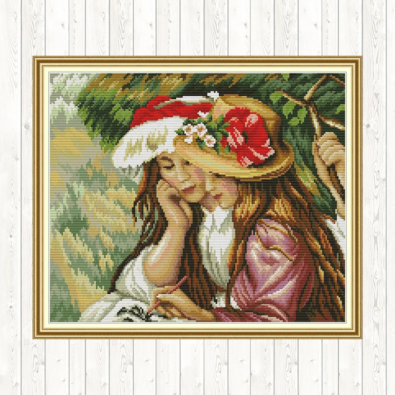 Girls Cross Stitch Fabric 14CT 11CT Counted Printed on Canvas DMC Embroidery Kit Room Decoration DIY for Needlework Hand Crafts | Дом и сад