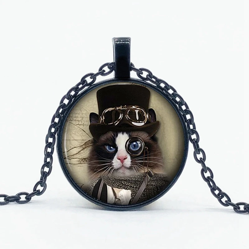 Стимпанк кошка ожерелье Алиса в стране чудес милый Чеширский Кот ручной работы