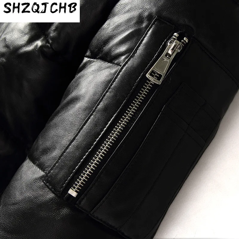

JCHB 2021 Winter Genuine Leather Down Jacket Men Sheepskin Coat Plus Size Baseball Jacket Real Leather Jackets 1927 KJ3711