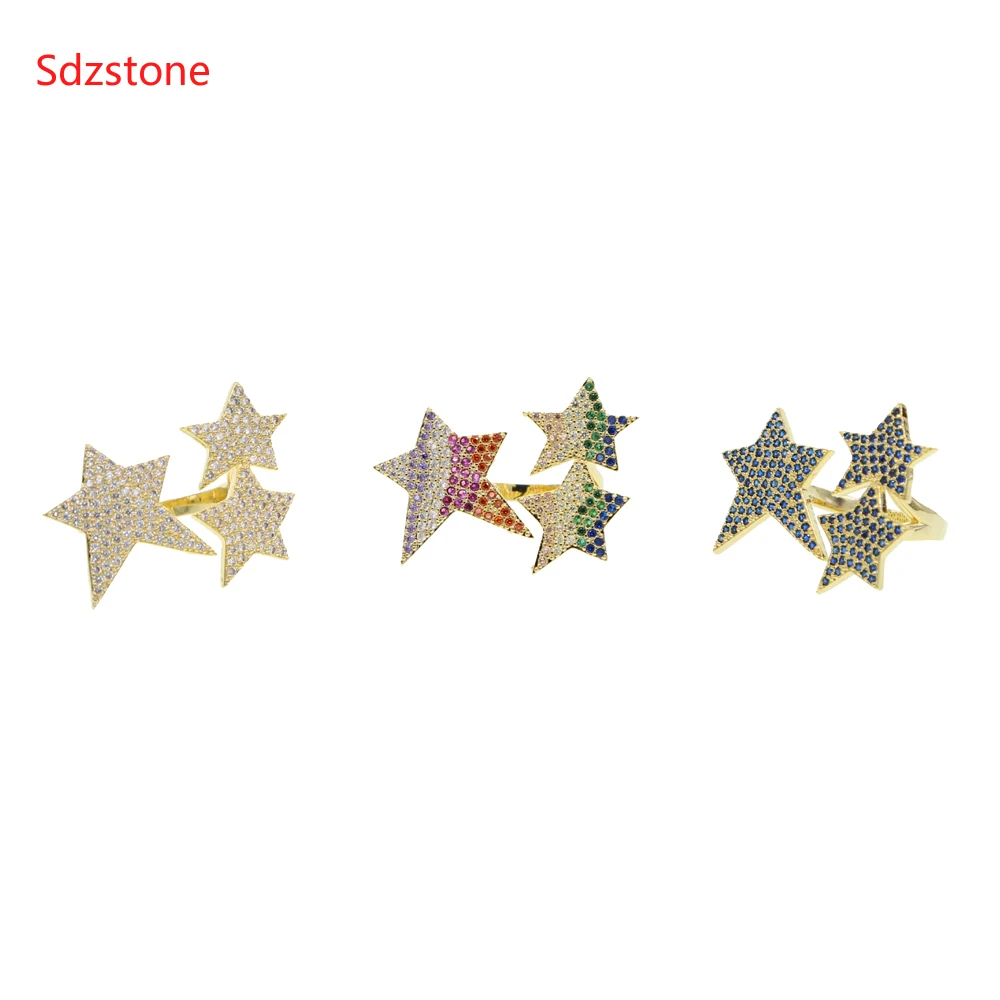 Женское кольцо в стиле хип-хоп с пятиконечными звездами | Украшения и аксессуары