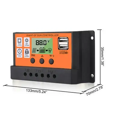 Солнечный контроллер регулятор литиевой батареи 10a100amppt с двумя Usb-портами для
