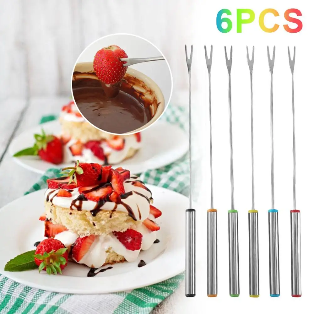 6 шт Нержавеющая сталь Десертная Вилка сыра и шоколадного фондю вилки для