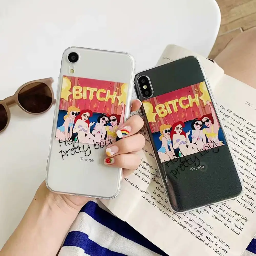 Милый прозрачный чехол для телефона из ТПУ с узором девочек iPhone X XS Max XR 7 8 6 6s Plus
