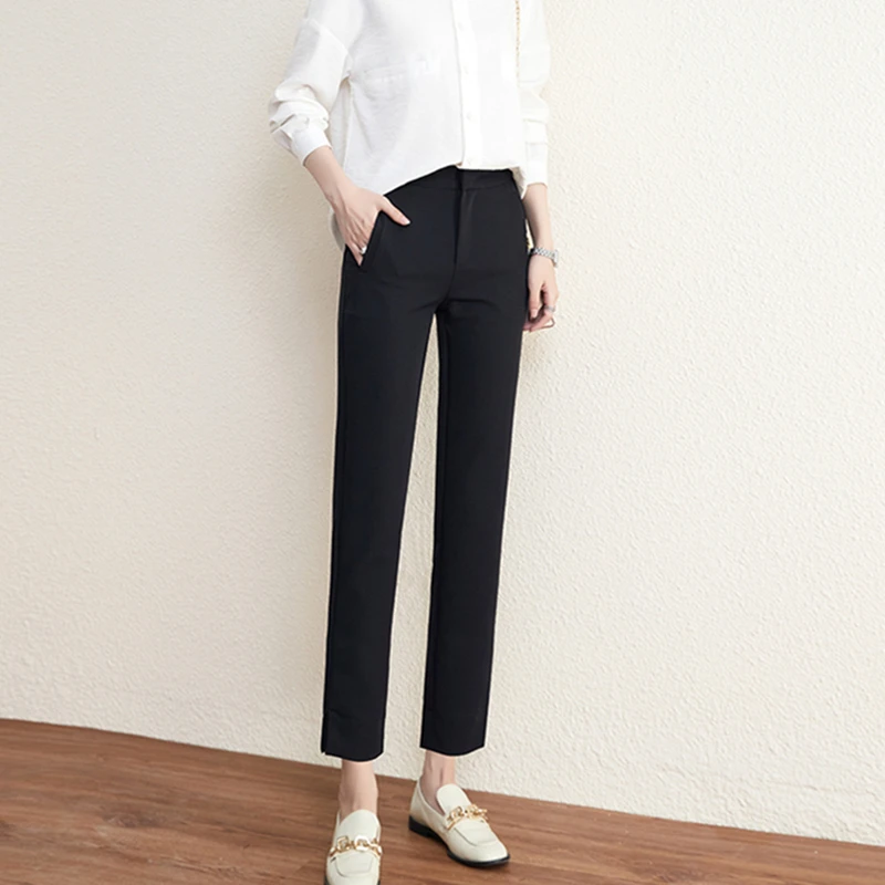 Женские прямые брюки до щиколотки офисные повседневные с высокой талией 2021 |