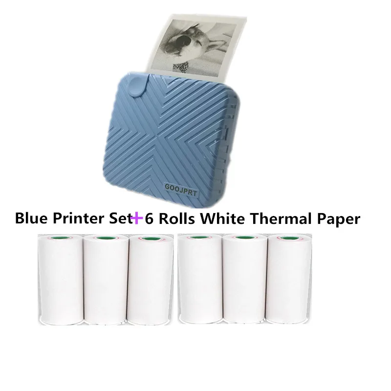 Printer add 6 rolls GOOJPRT USB безчернильный беспроводной чековый рисунок Bluetooth карманные термопринтеры маленький фотопринтер Impressora Fotografica полоса - Цвет: Printer add 6 rolls