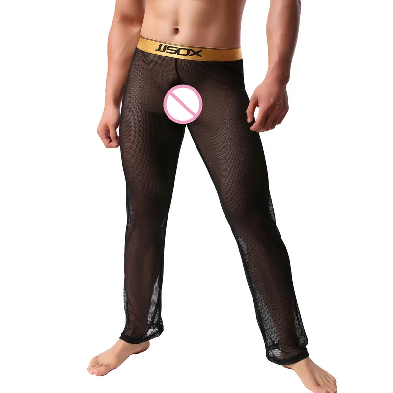 Мужские сексуальные леггинсы сетчатые прозрачные свободные штаны экзотические