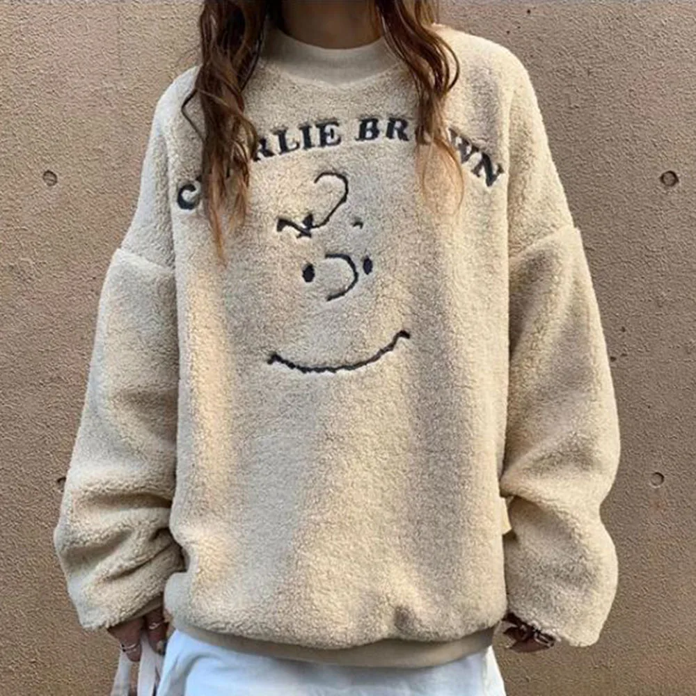 

Women Sweatshirt Autumn Long Sleeve Loose Hoodies Harajuku O-Neck Letters Print Sweatshirts Women Sudadera Mujer Streetwear