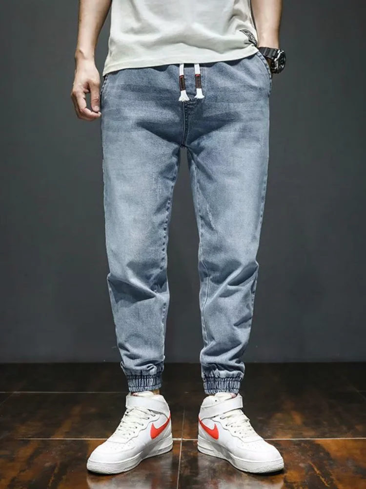 ICCLEK2021 Spring/Summer Jeans Men's Loose Nine-point Workwear Pants Large Size Harlan Trousers Men Clothing
