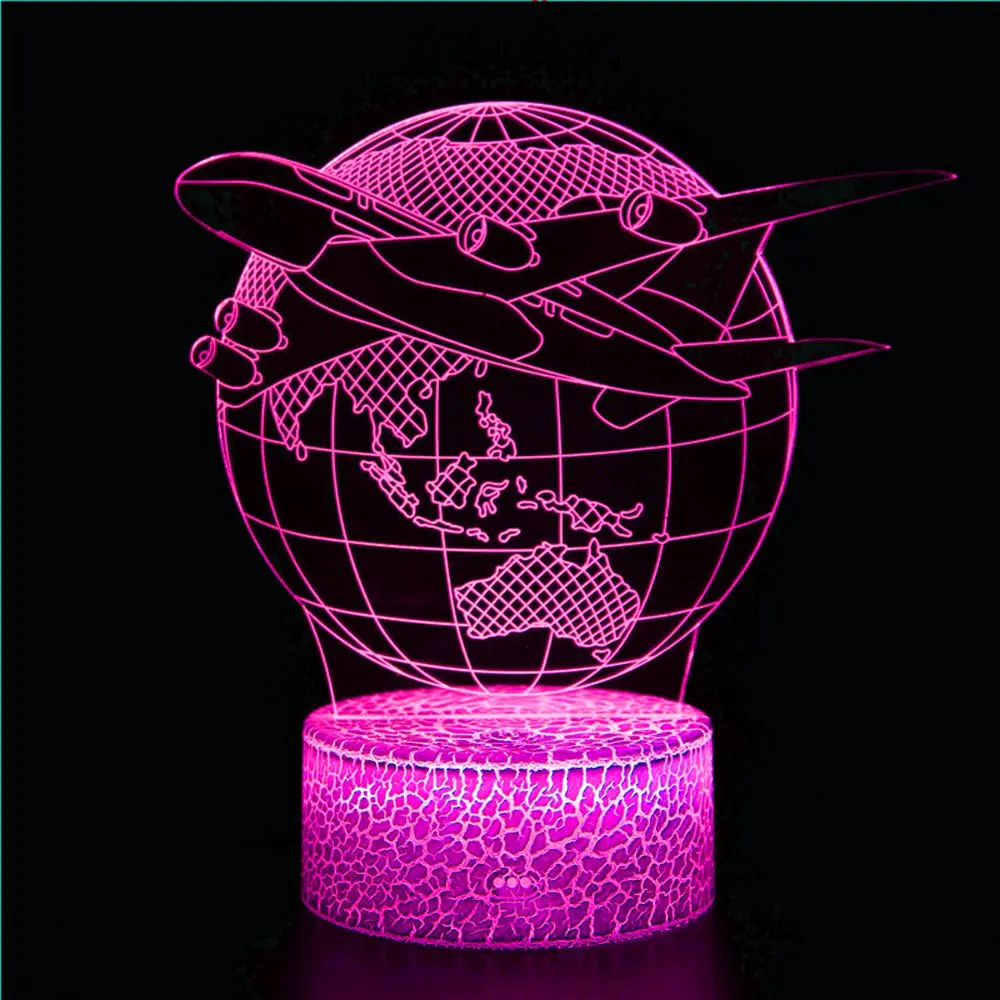 

Airplane Earth 3D Night Light Universe Planet 16 Color Change Baby Touch Switch Lantern LED Light USB Desk Lamp Atmosphere Light